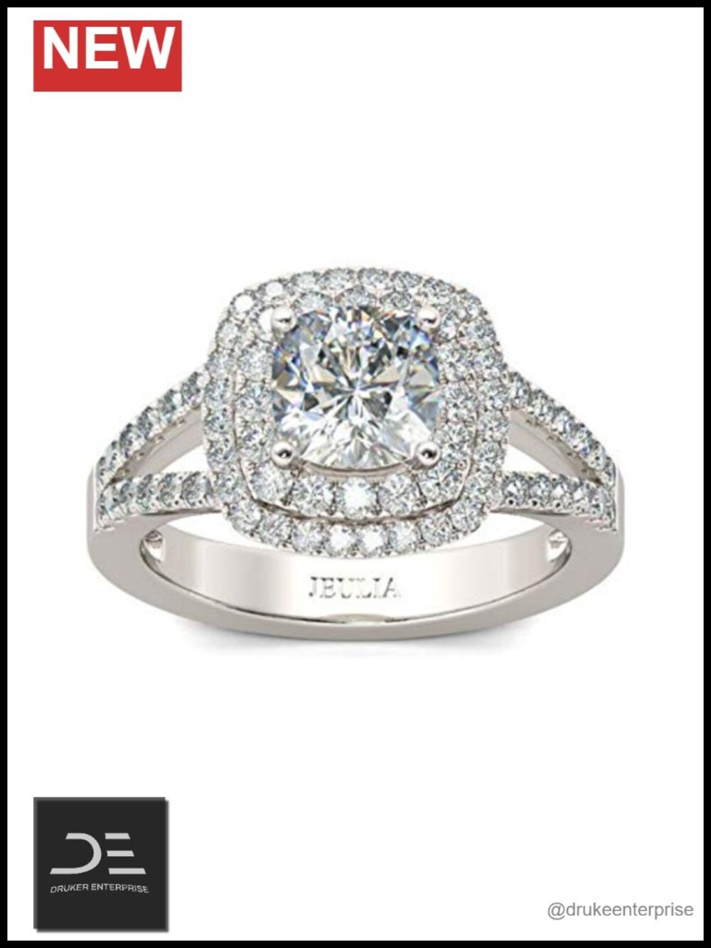Halo Split Shank Cushion Cut Ring 925 Sterling Silver Promise Bridal Set Size